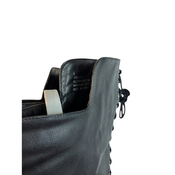 Charlotte Russe Black Faux Leather Over the Knee Lace Up Combat Boots size 6 - Picture 3 of 7